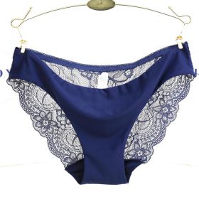 Lace ladies low waist briefs (Option: Tibetan blue-XXL)