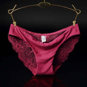 Lace ladies low waist briefs (Option: Wine red-M)